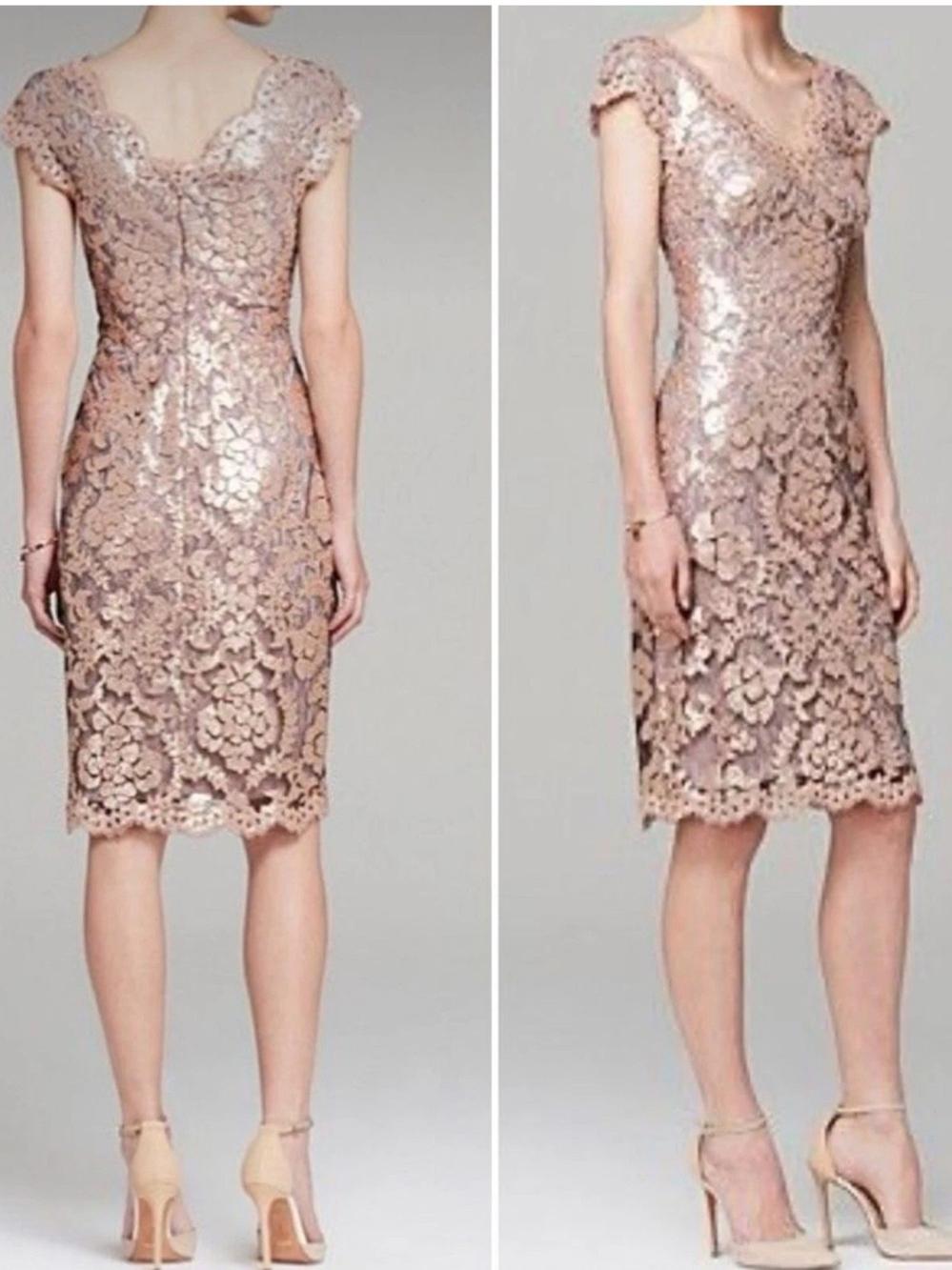 Thalia Sodi Blush Sequin Lace Midi Dress